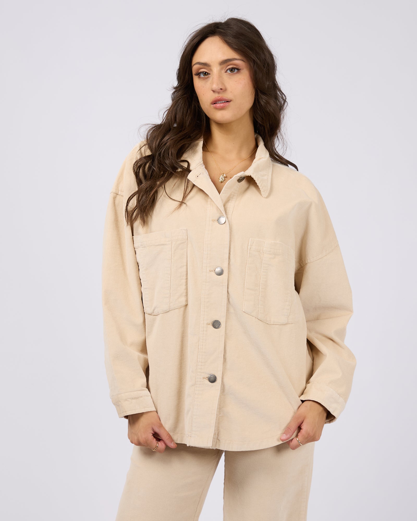 Emma Cord Shacket Vanilla – All About Eve Clothing