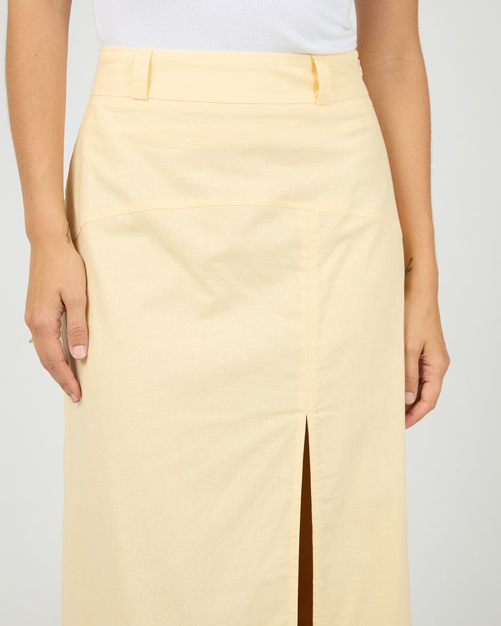Alessa Linen Maxi Skirt Yellow