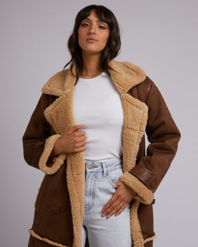 Mia Sherpa Coat Brown