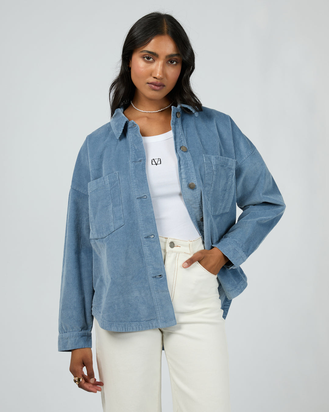 Emma Cord Shacket Light Blue