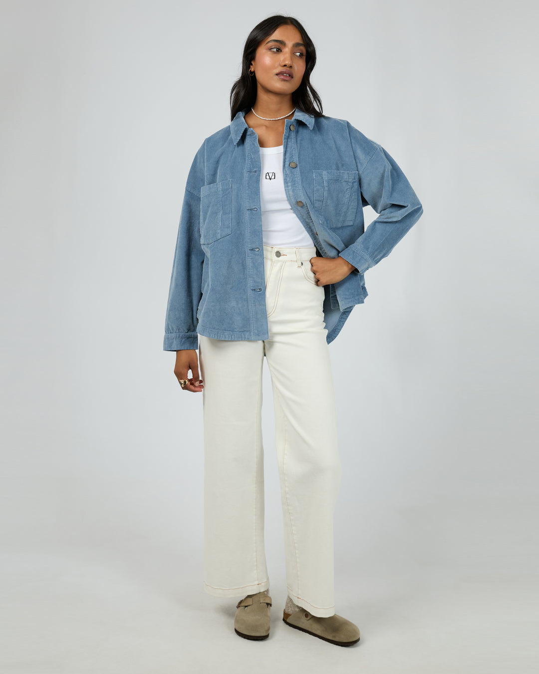 Emma Cord Shacket Light Blue
