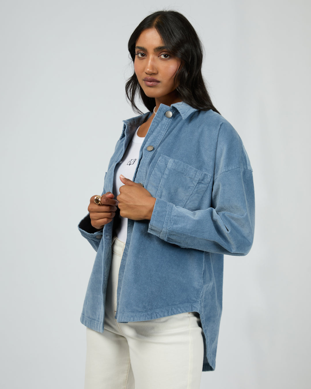 Emma Cord Shacket Light Blue