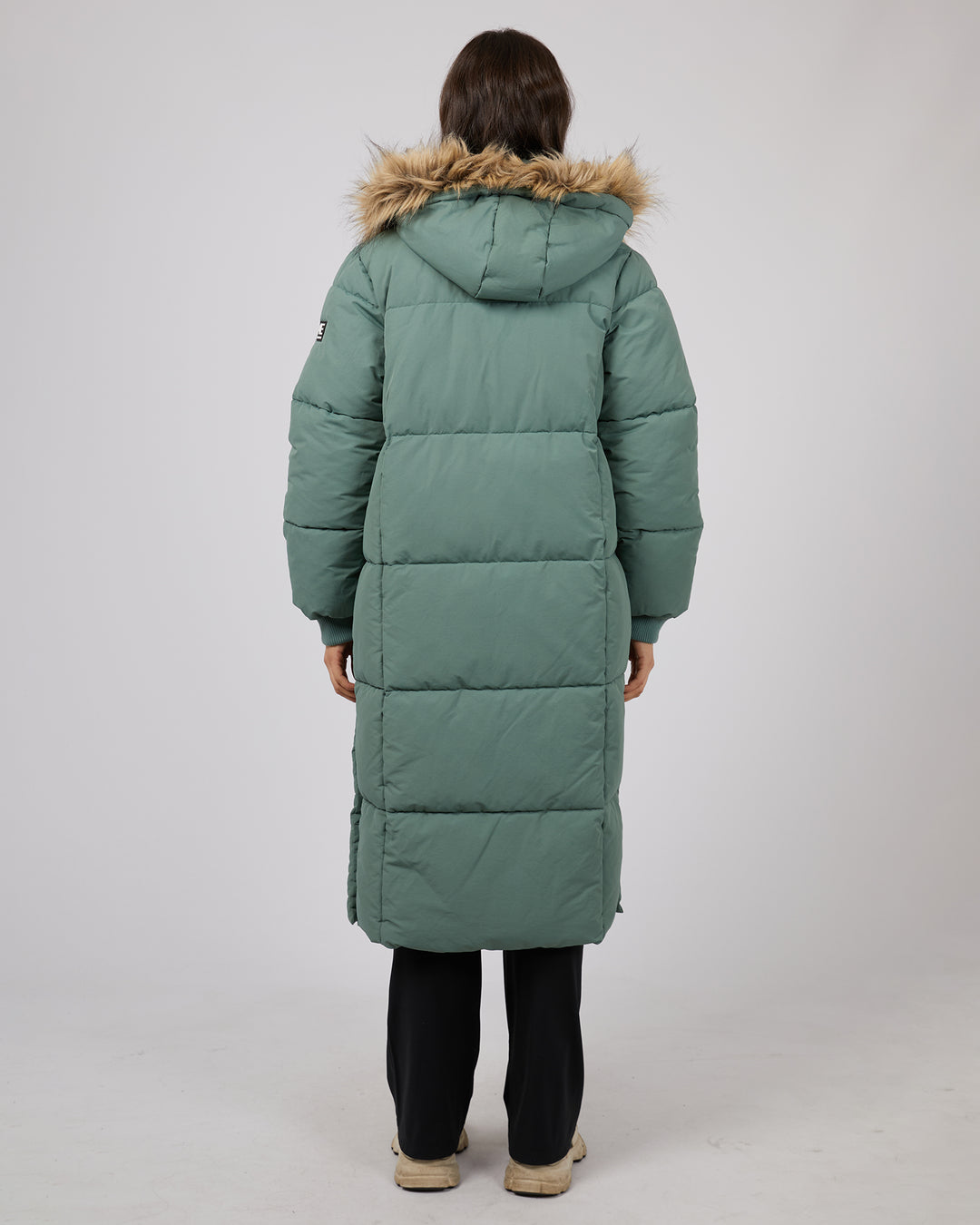 Green longline puffer coat online