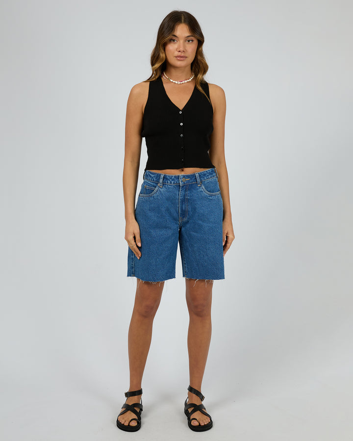 Henley Knit Vest Black