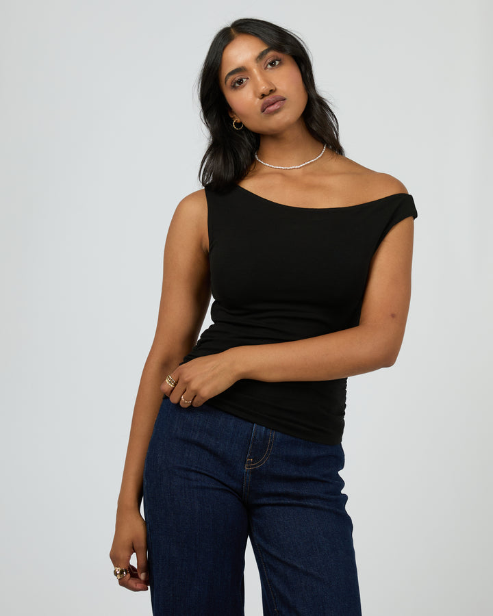 Kylie Off Shoulder Top Black