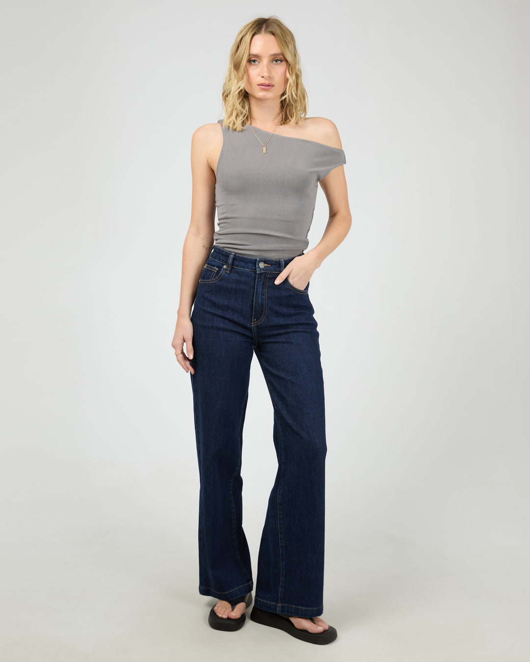 Kylie Off Shoulder Top Charcoal