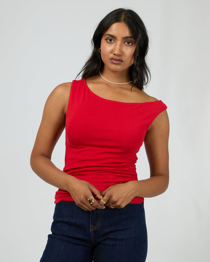 Kylie Off Shoulder Top Scarlet