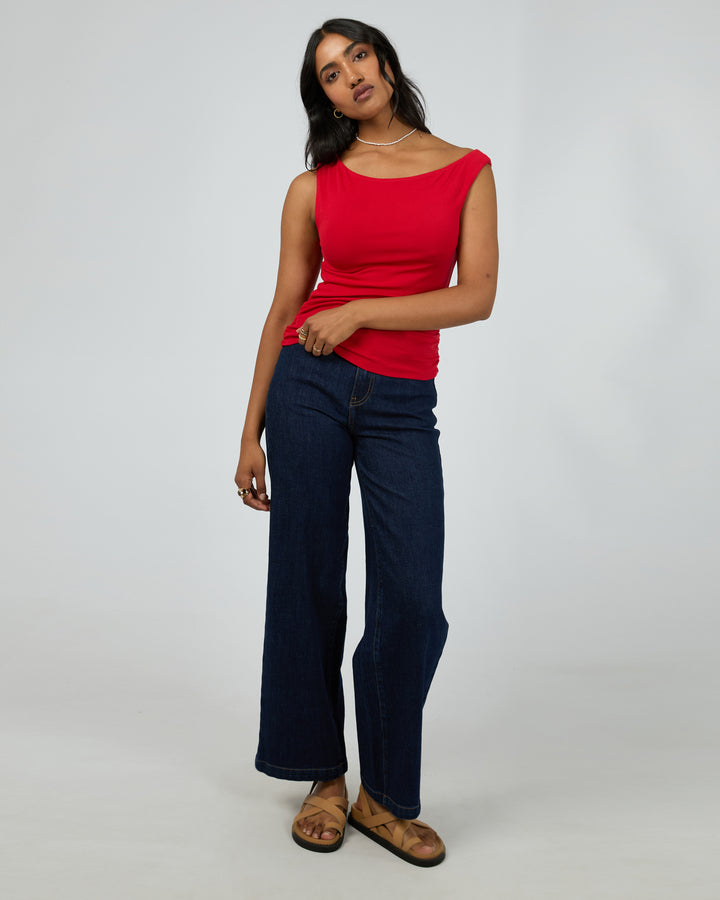 Kylie Off Shoulder Top Scarlet