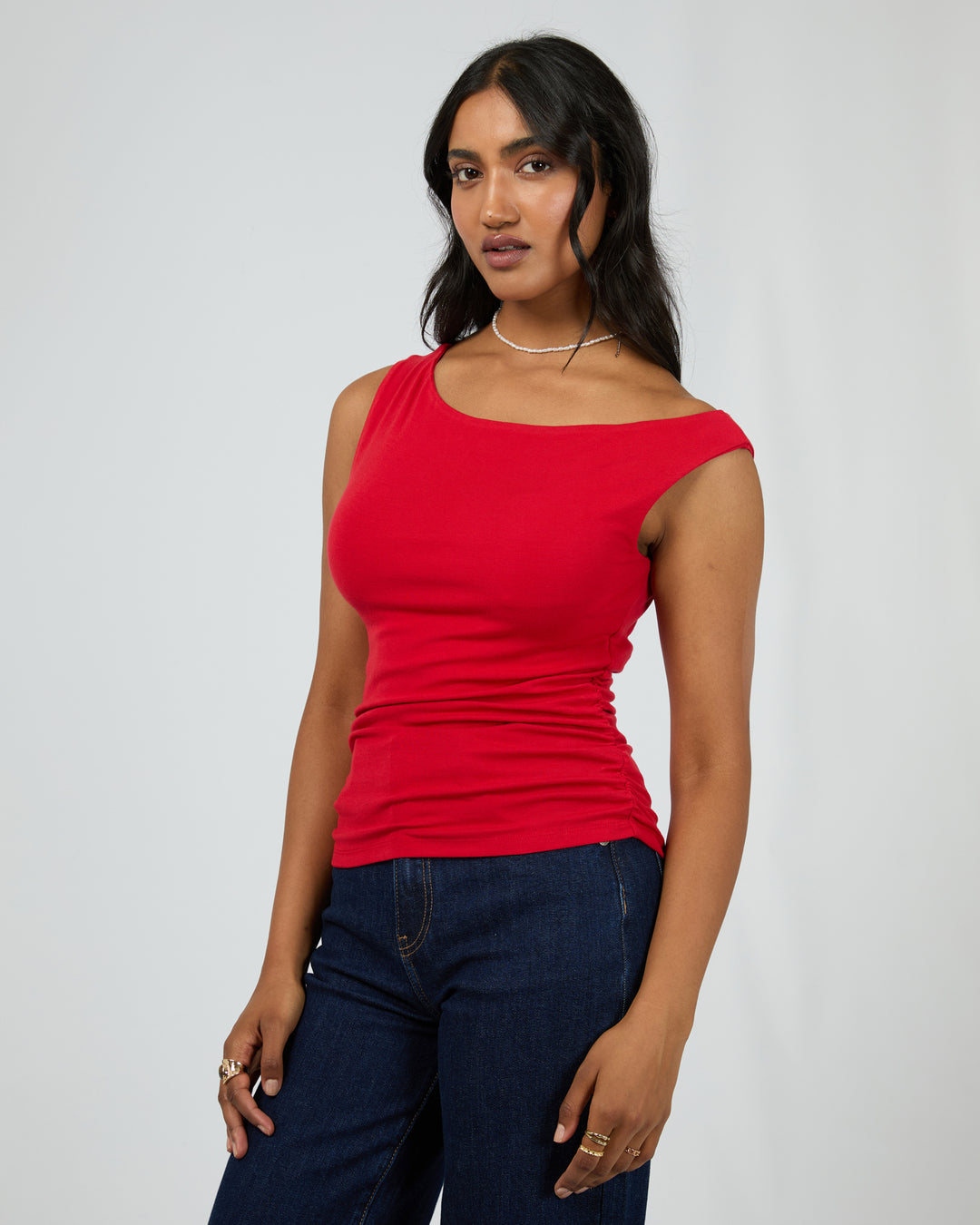 Kylie Off Shoulder Top Scarlet