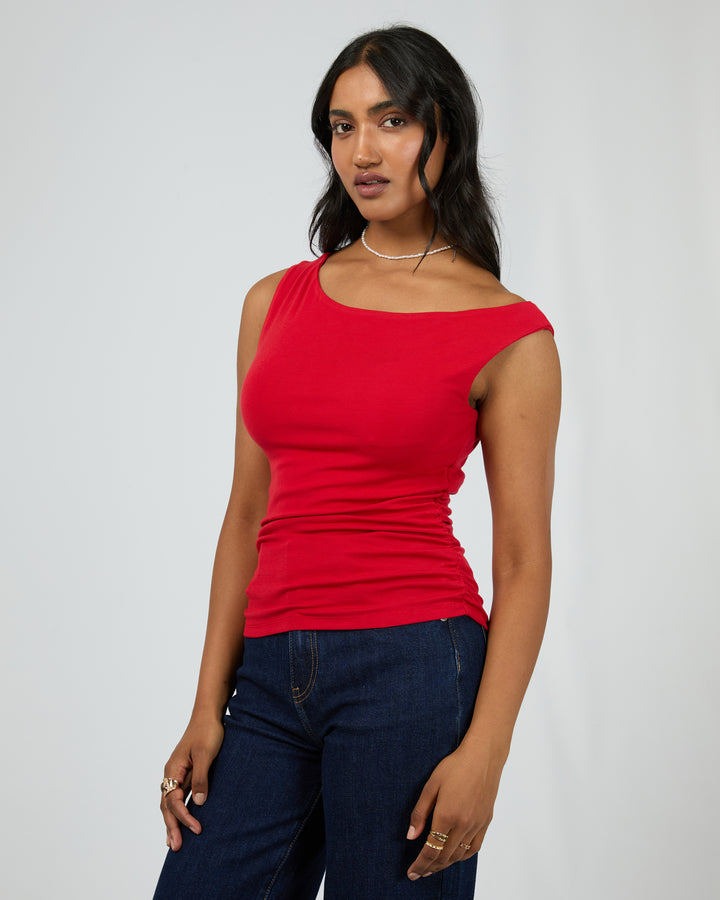 Kylie Off Shoulder Top Scarlet