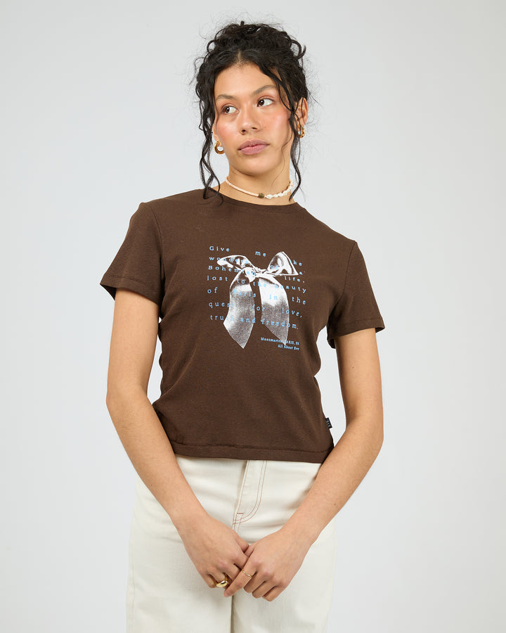 Clover Baby Tee Brown