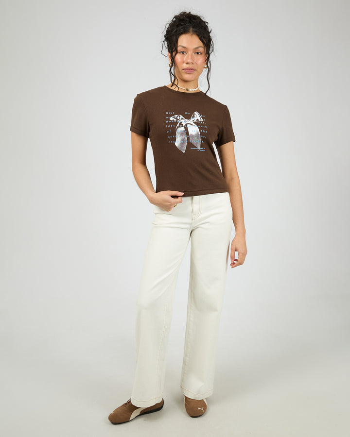 Clover Baby Tee Brown