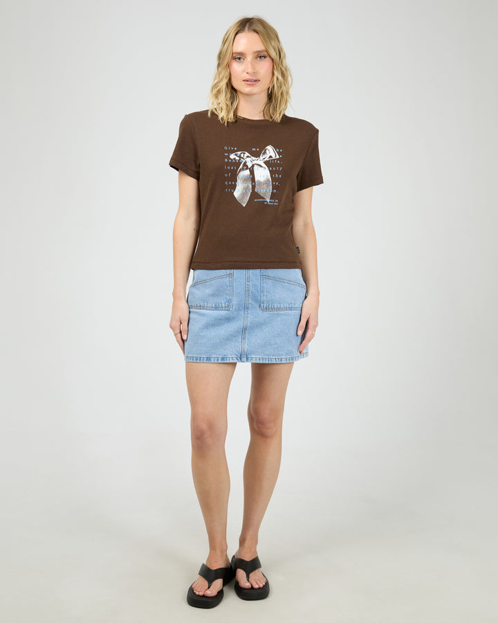 Clover Baby Tee Brown