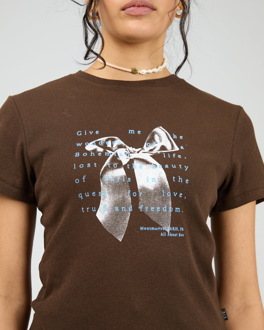 Clover Baby Tee Brown