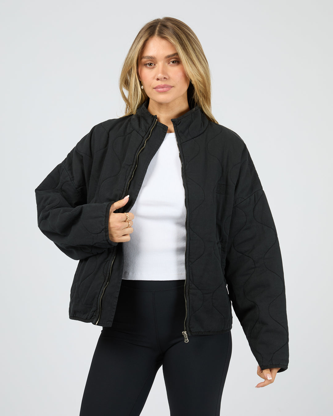 Pasadena Quilted Jacket Washed Black