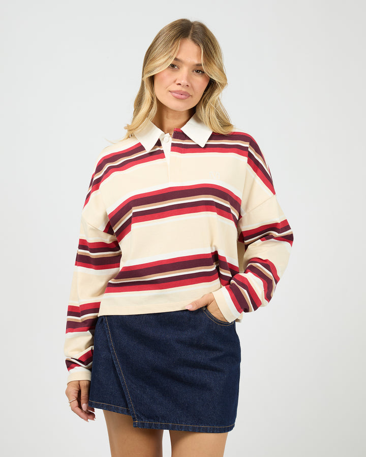 Addison Rugby Top Berry/ White Stripe
