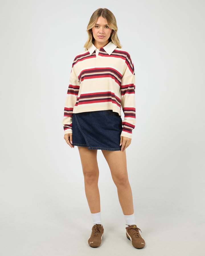 Addison Rugby Top Berry/ White Stripe
