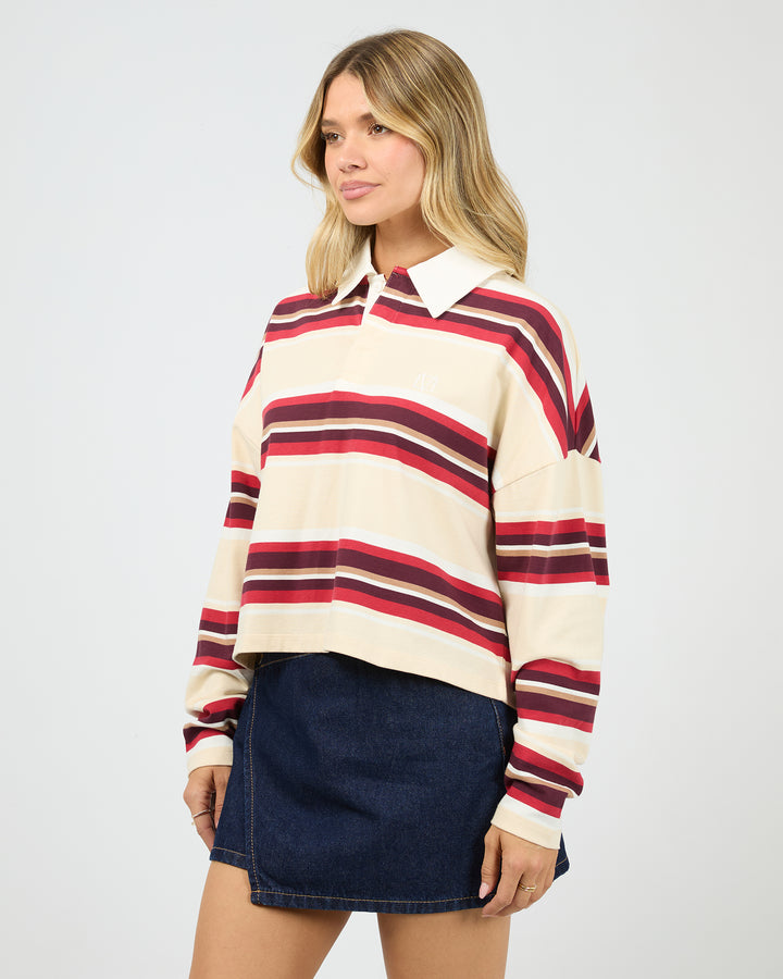 Addison Rugby Top Berry/ White Stripe