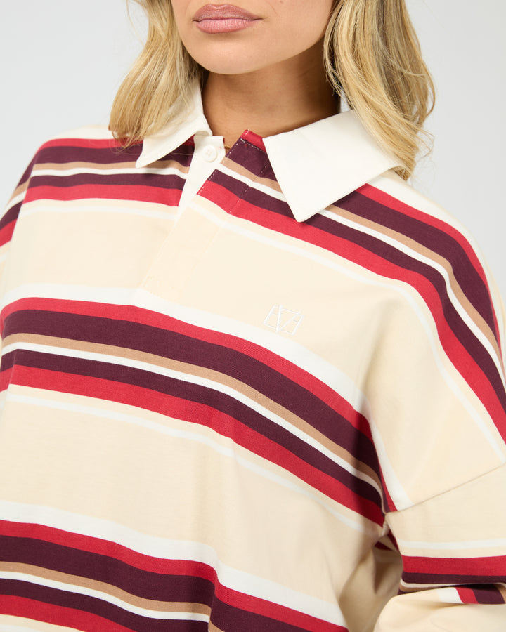 Addison Rugby Top Berry/ White Stripe