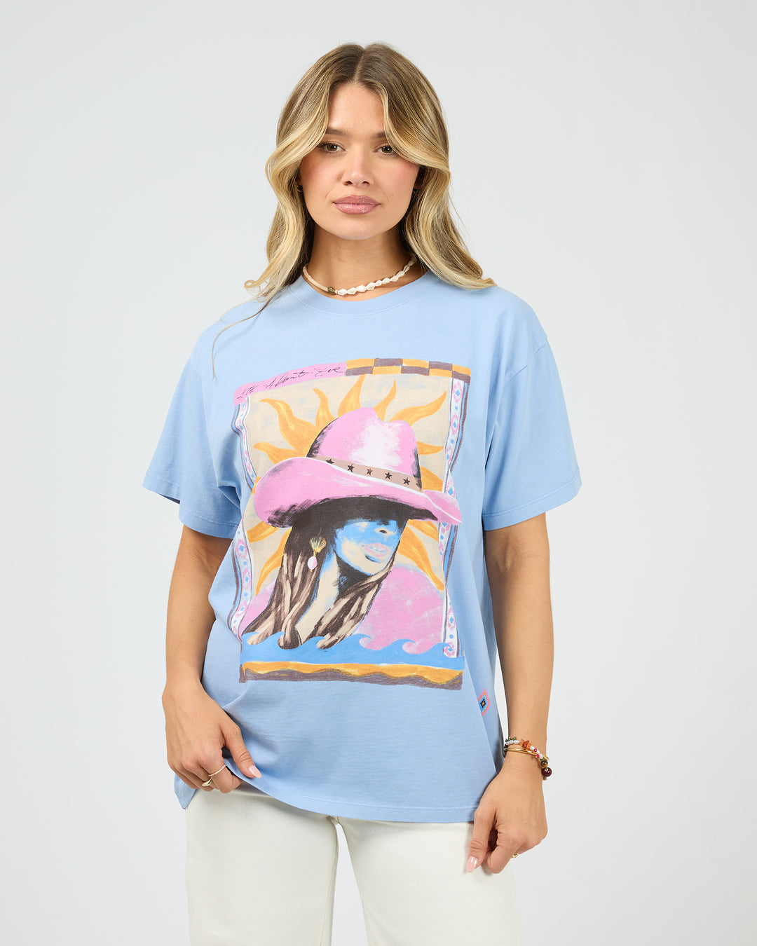 Calamity Sun Relaxed Tee Light Blue