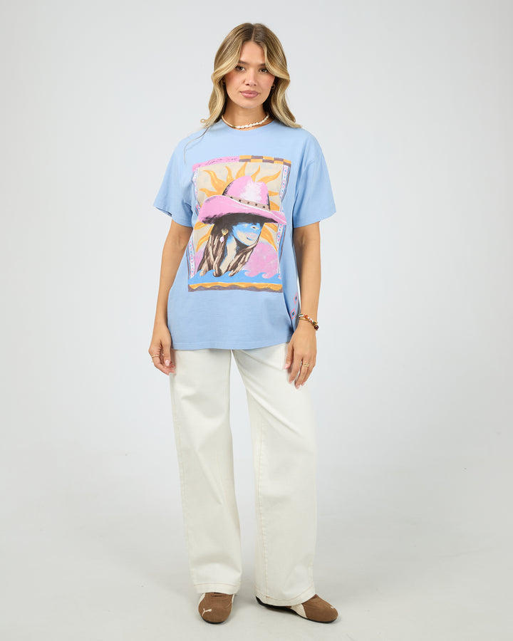 Calamity Sun Relaxed Tee Light Blue