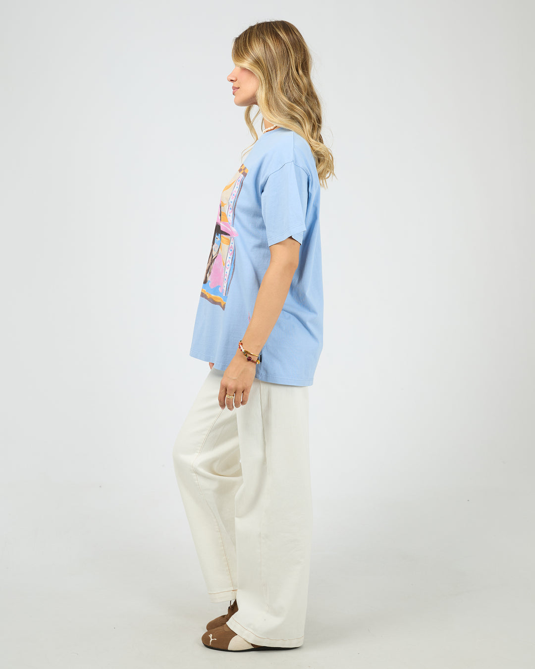 Calamity Sun Relaxed Tee Light Blue