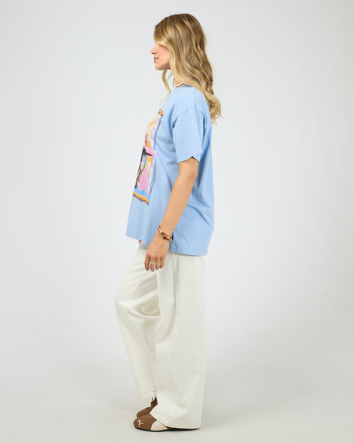 Calamity Sun Relaxed Tee Light Blue