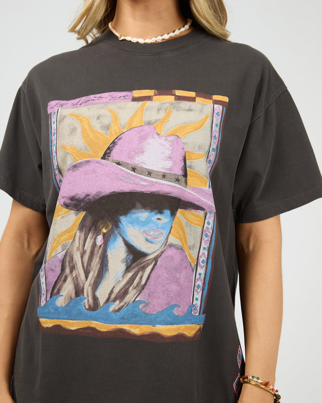 Calamity Sun Relaxed Tee Washed Black