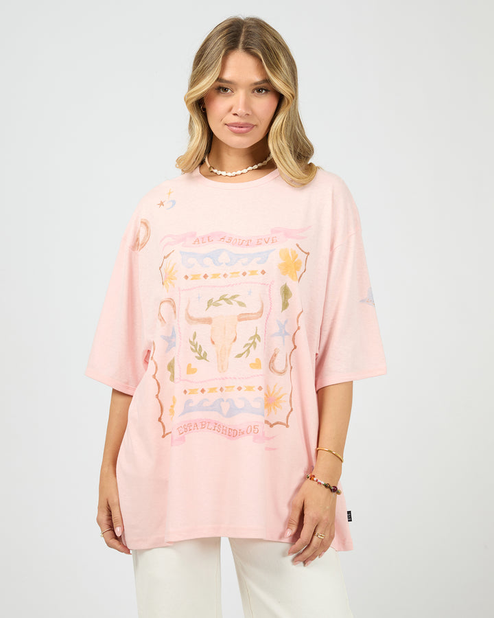 Aloha Howdy Oversized Tee Pale Pink