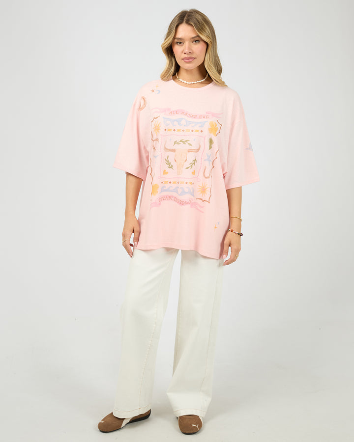 Aloha Howdy Oversized Tee Pale Pink