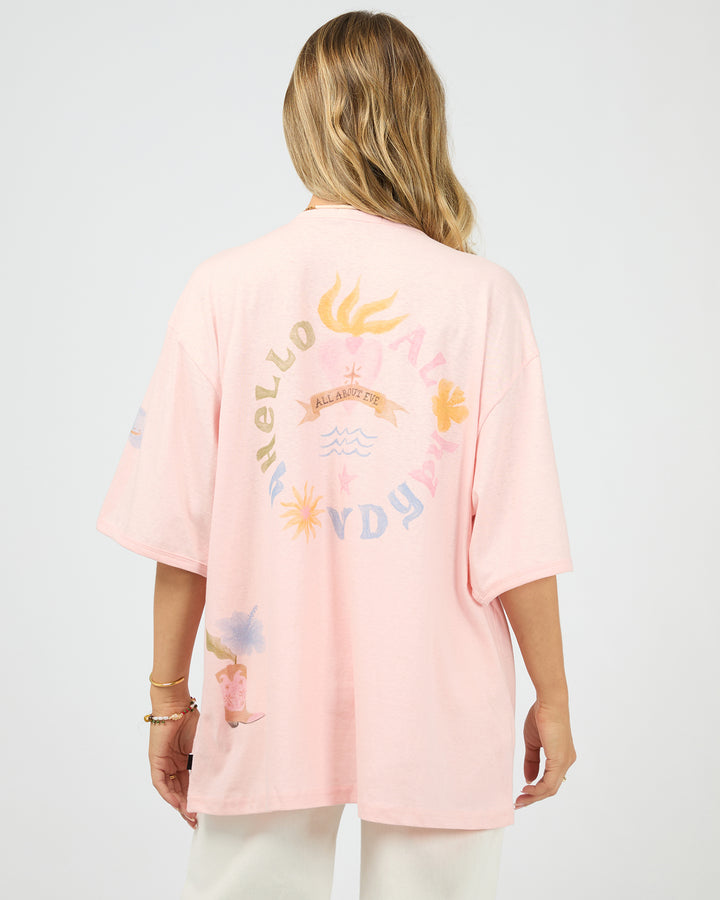 Aloha Howdy Oversized Tee Pale Pink