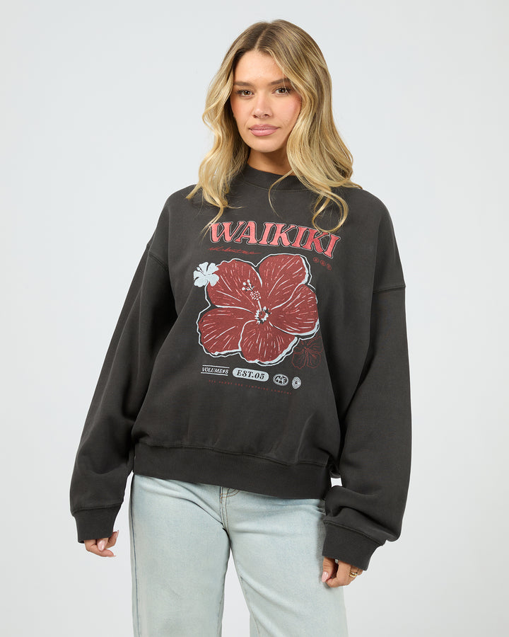 Hibiscus Box Crew Washed Black