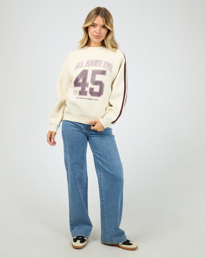 College Contrast Raglan Crew Vanilla