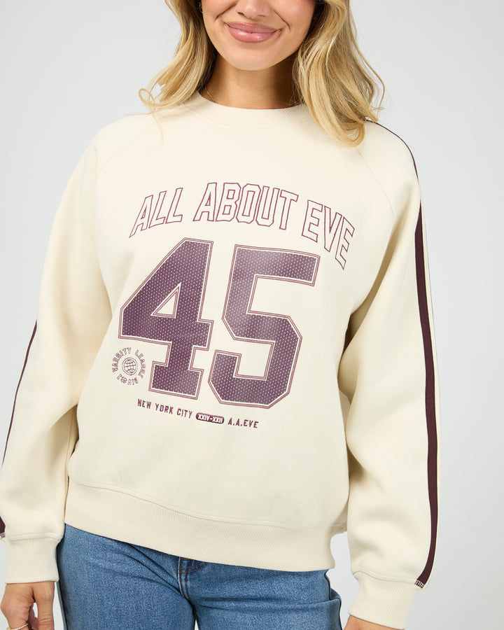 College Contrast Raglan Crew Vanilla
