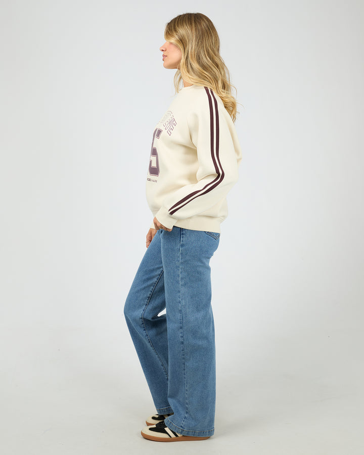 College Contrast Raglan Crew Vanilla