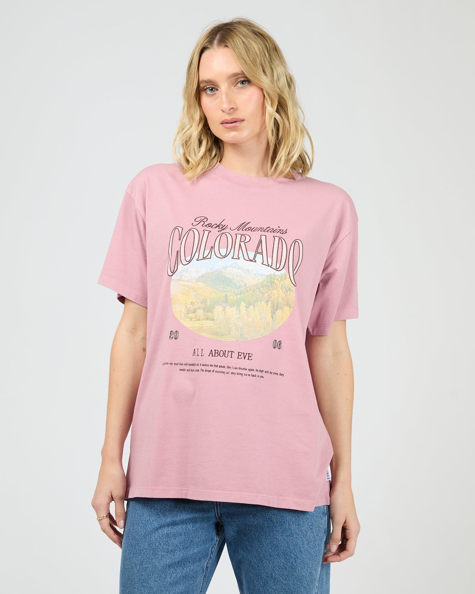 Rocky Mountains Relaxed Tee Quartz Pink – All About Eve Clothing