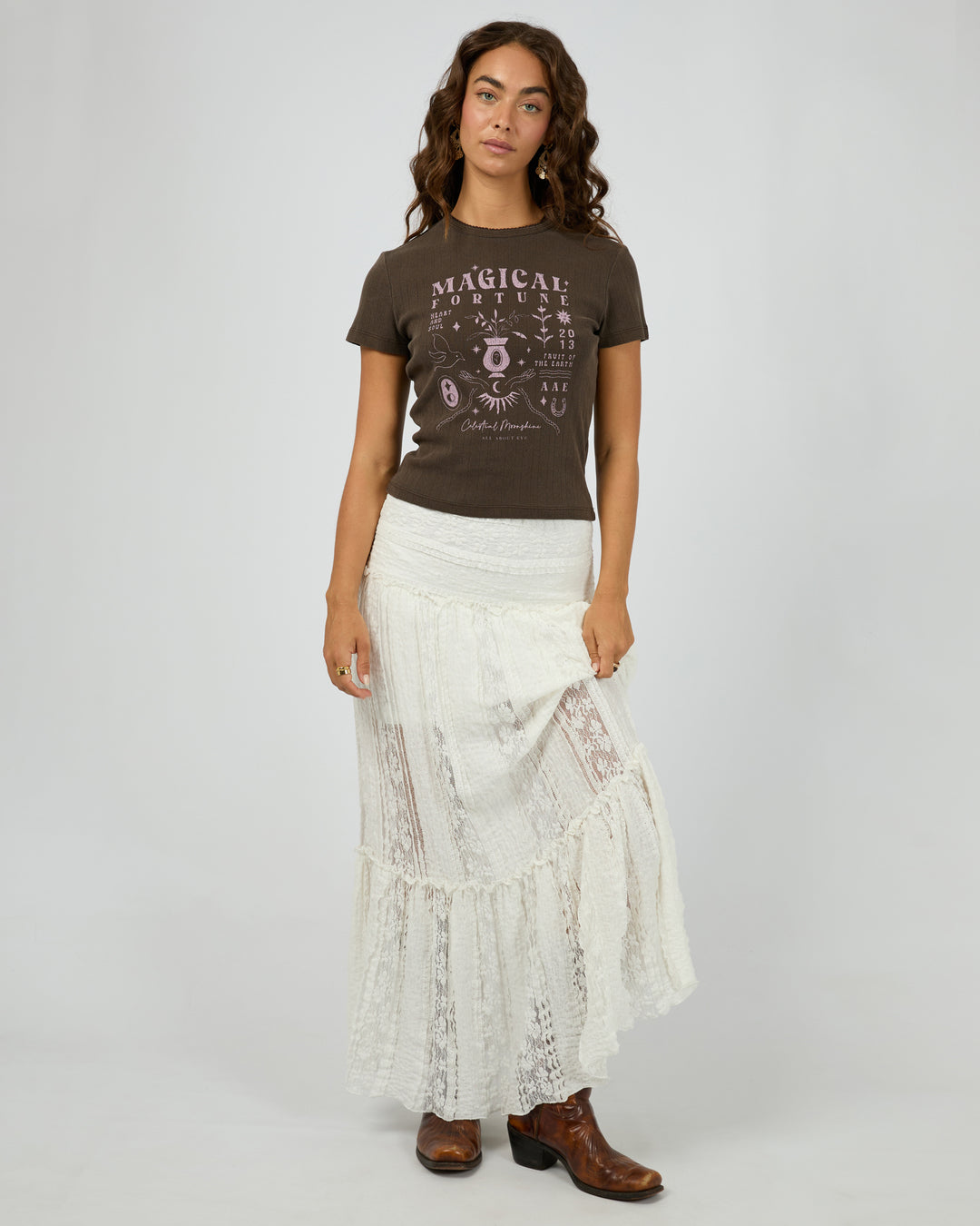 Fortune Baby Tee Brown