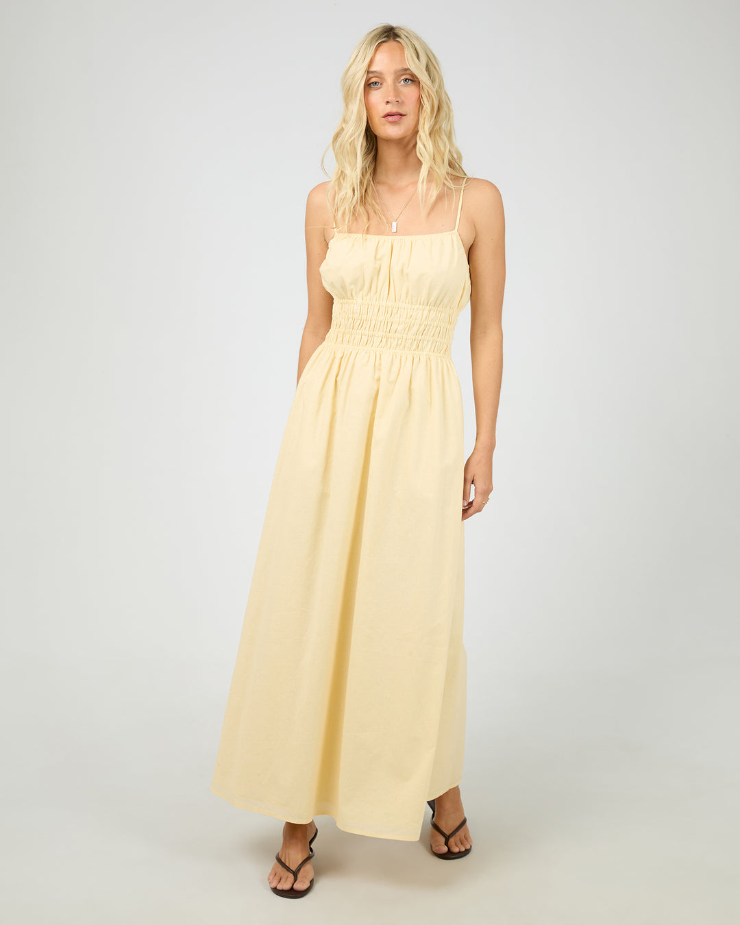Alessa Linen Maxi Dress Yellow