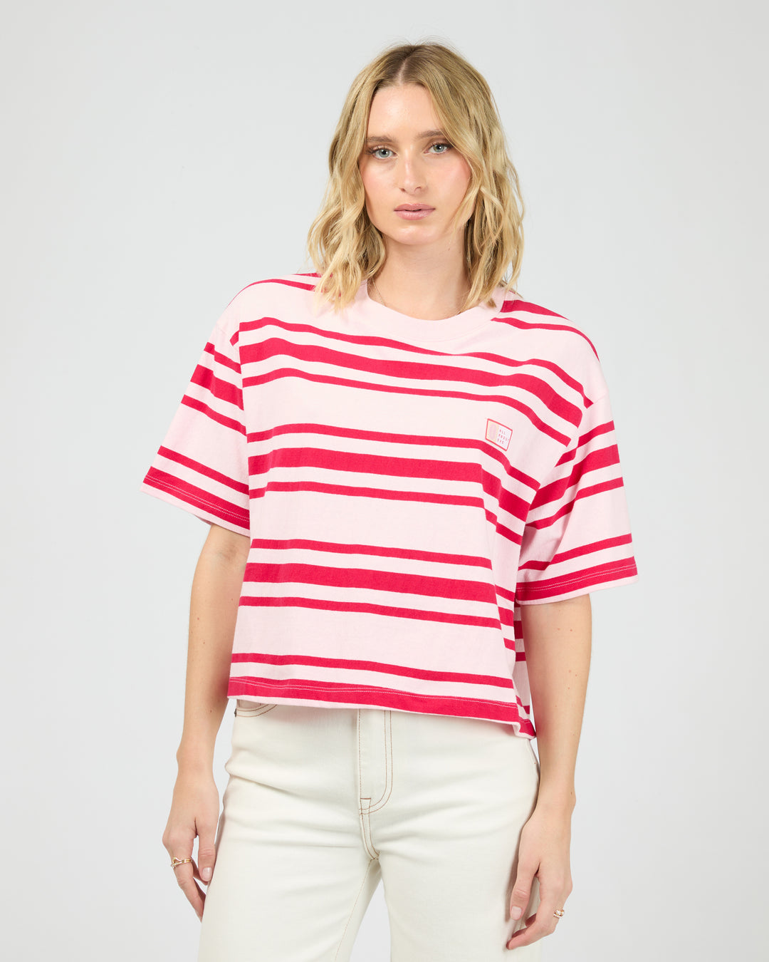 Ruby Crop Relaxed Tee Red