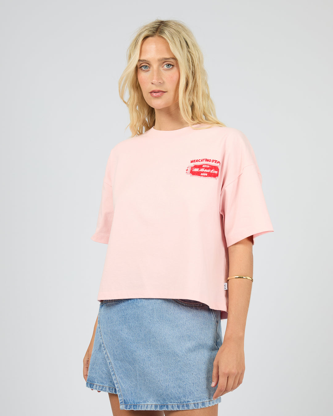 Market Relaxed Crop Tee Pale Pink