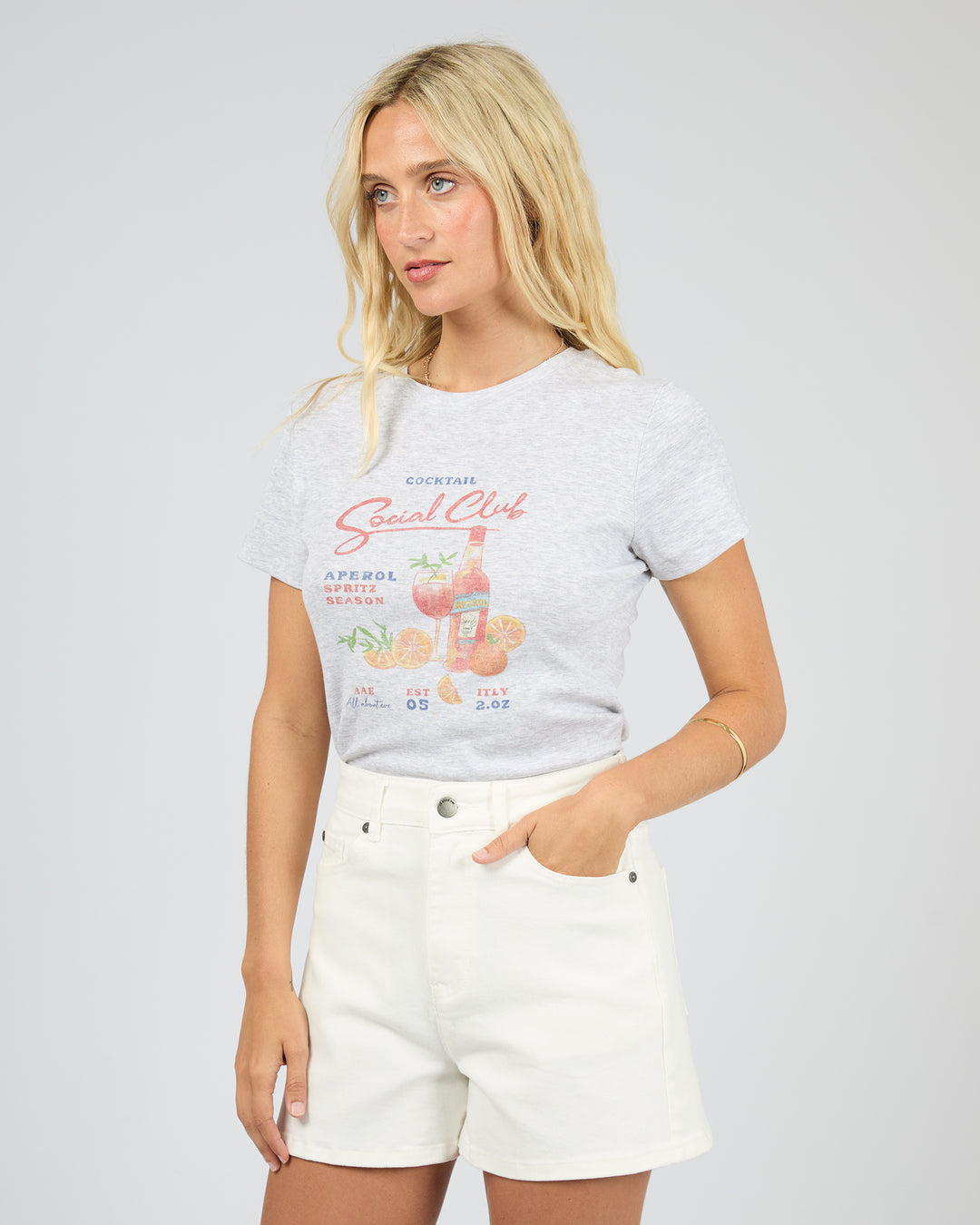 Social Club Baby Tee Snow Marle