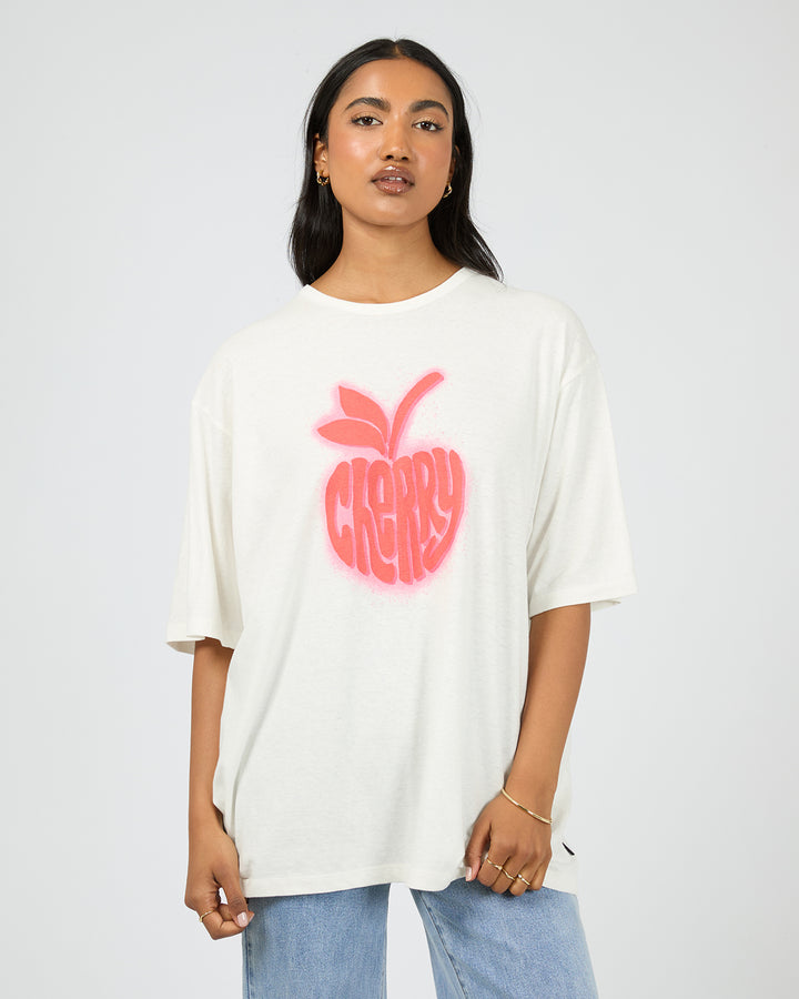Cherry Spray Oversized Tee Vintage White