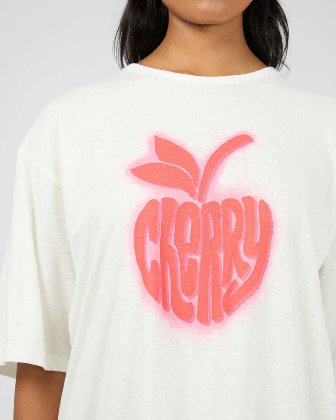Cherry Spray Oversized Tee Vintage White