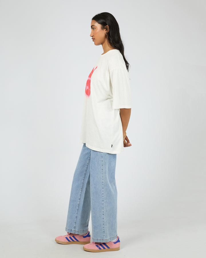 Cherry Spray Oversized Tee Vintage White