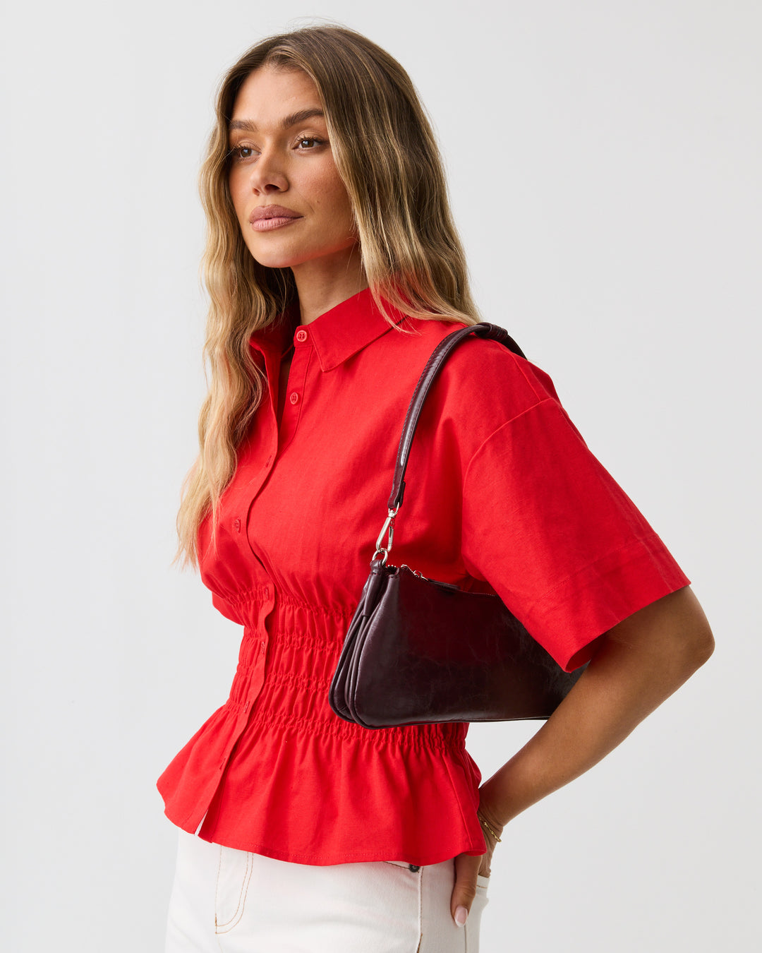 Timeless Shirred Top Red