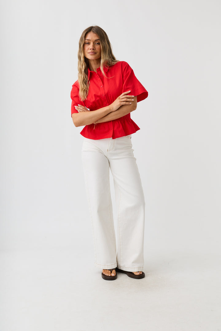 Timeless Shirred Top Red