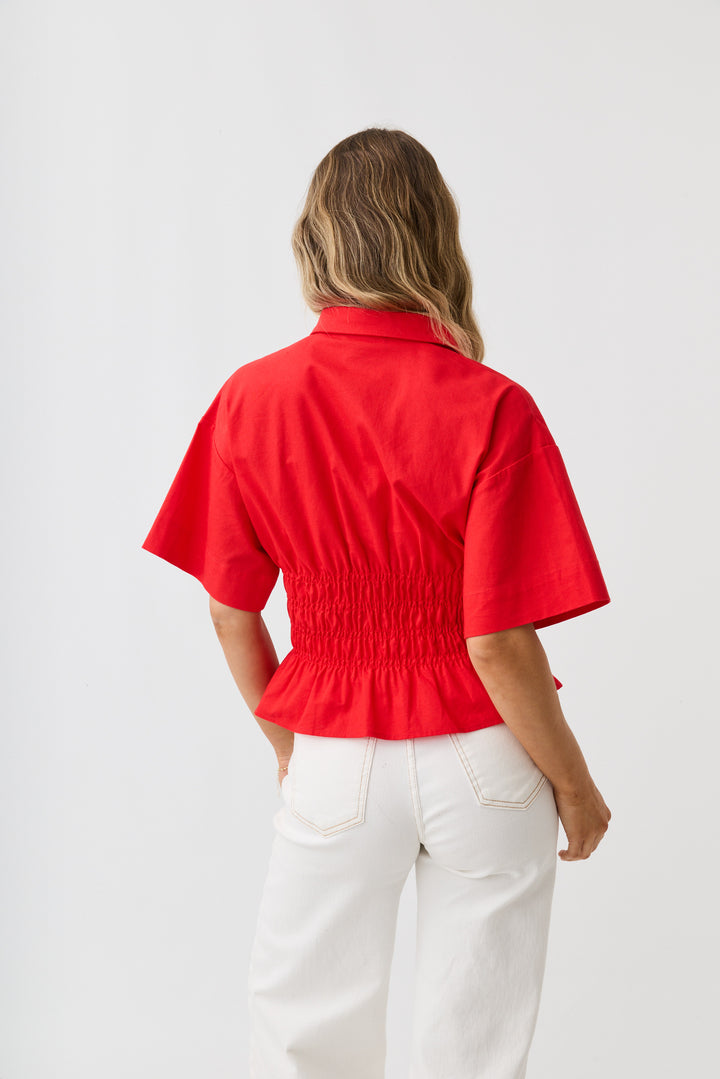 Timeless Shirred Top Red