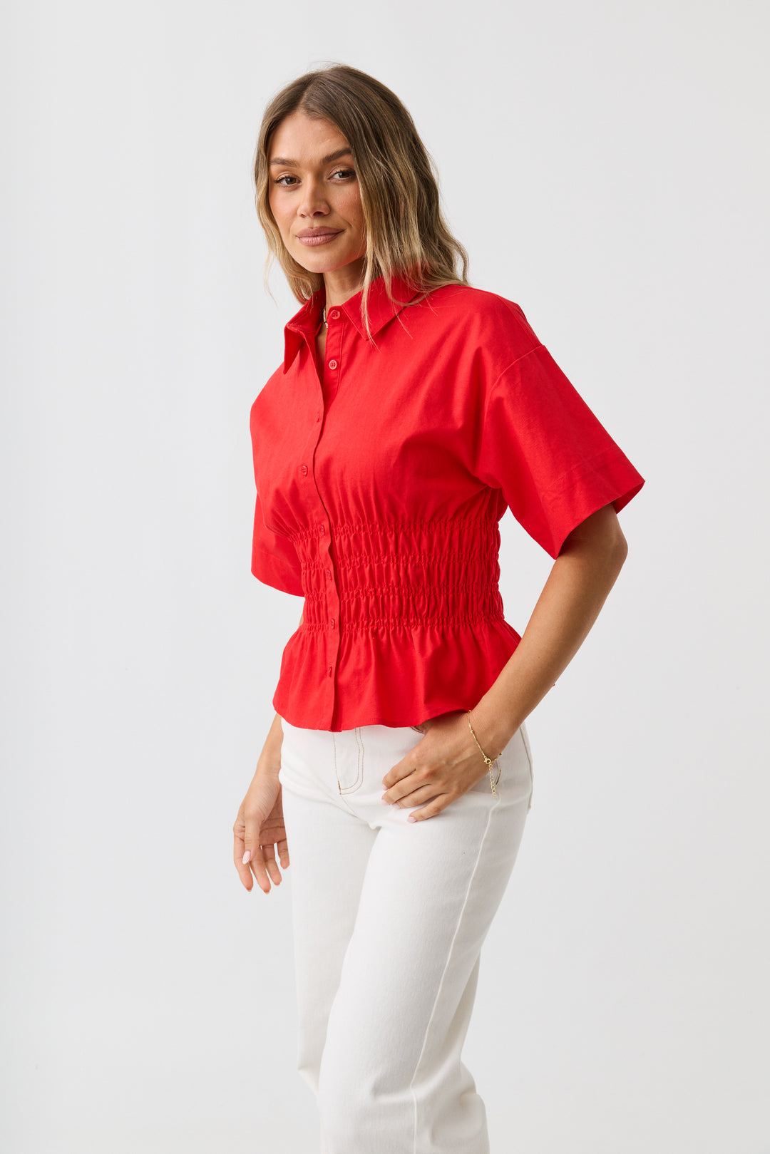 Timeless Shirred Top Red