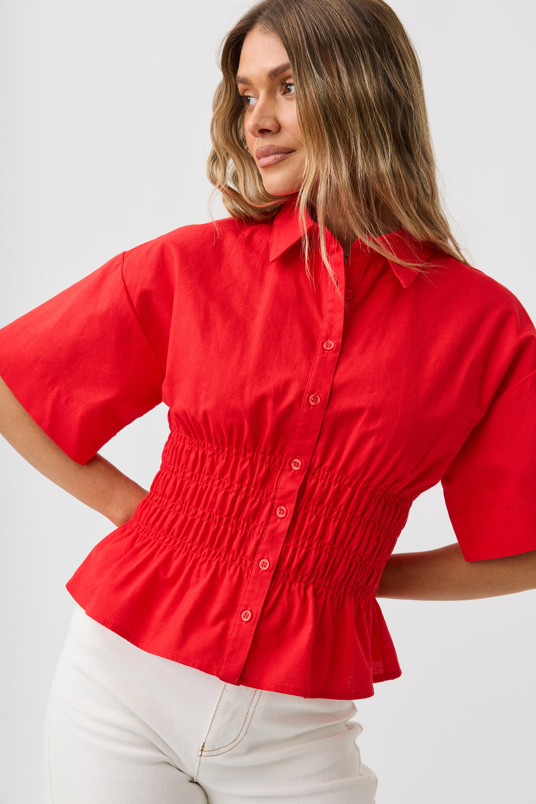 Timeless Shirred Top Red