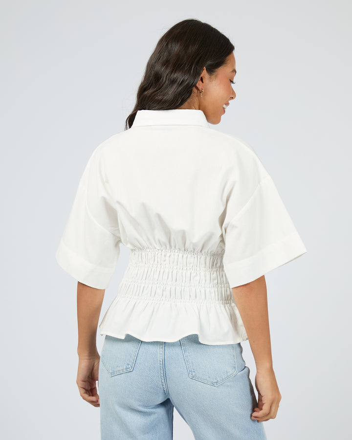 Timeless Shirred Top White